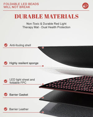 1440 LEDs Red Infrared Light Mat 660nm 850nm Near Infrared Light Device Yoga Large Pad 76"x 24"For Body Pain Relief Power 160W - Healari