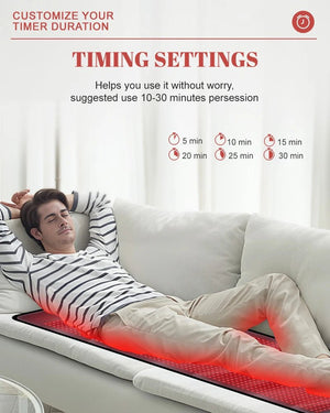 1440 LEDs Red Infrared Light Mat 660nm 850nm Near Infrared Light Device Yoga Large Pad 76"x 24"For Body Pain Relief Power 160W - Healari