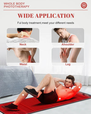 1440 LEDs Red Infrared Light Mat 660nm 850nm Near Infrared Light Device Yoga Large Pad 76"x 24"For Body Pain Relief Power 160W - Healari