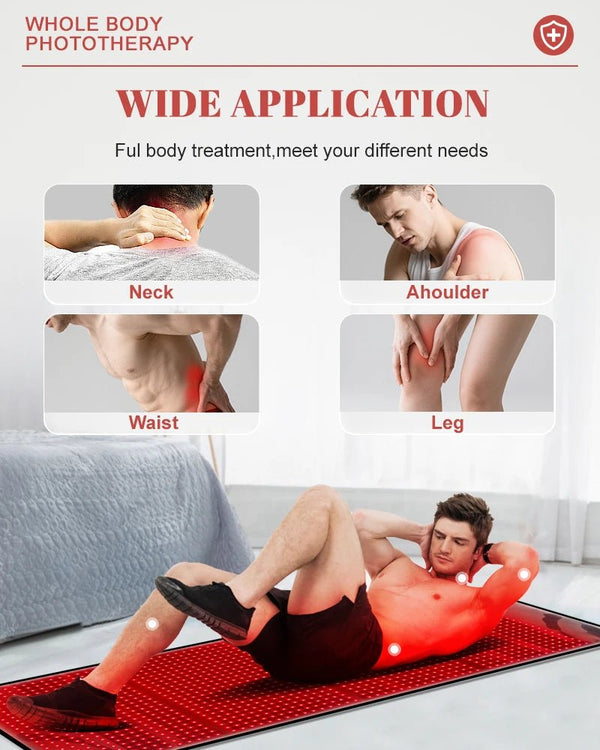 1440 LEDs Red Infrared Light Mat 660nm 850nm Near Infrared Light Device Yoga Large Pad 76"x 24"For Body Pain Relief Power 160W - Healari