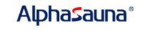 AlphaSauna logo with blue and red text on a white background