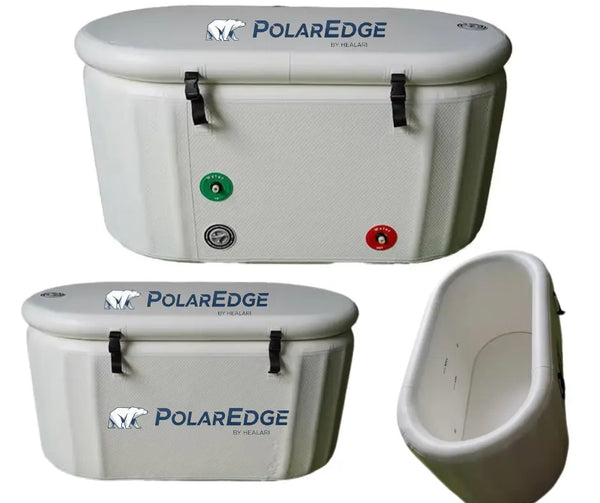 Two PolarEdge coolers with a white background