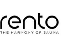 Logo of rento with tagline 'The Harmony of Sauna' on a white background