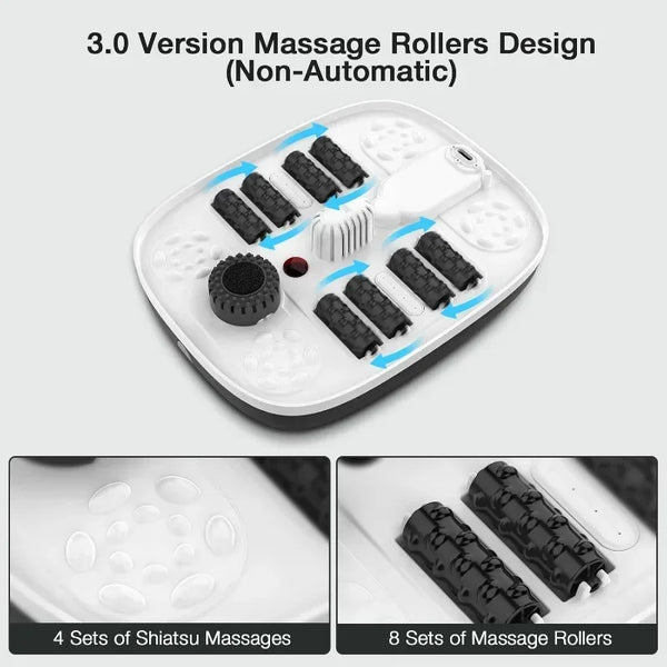 Collapsible Heated Foot Spa with Massage Rollers