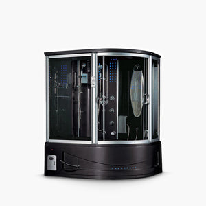 Maya Bath Siena-L Steam Shower: Left-Side Corner Steam & Whirlpool Combo