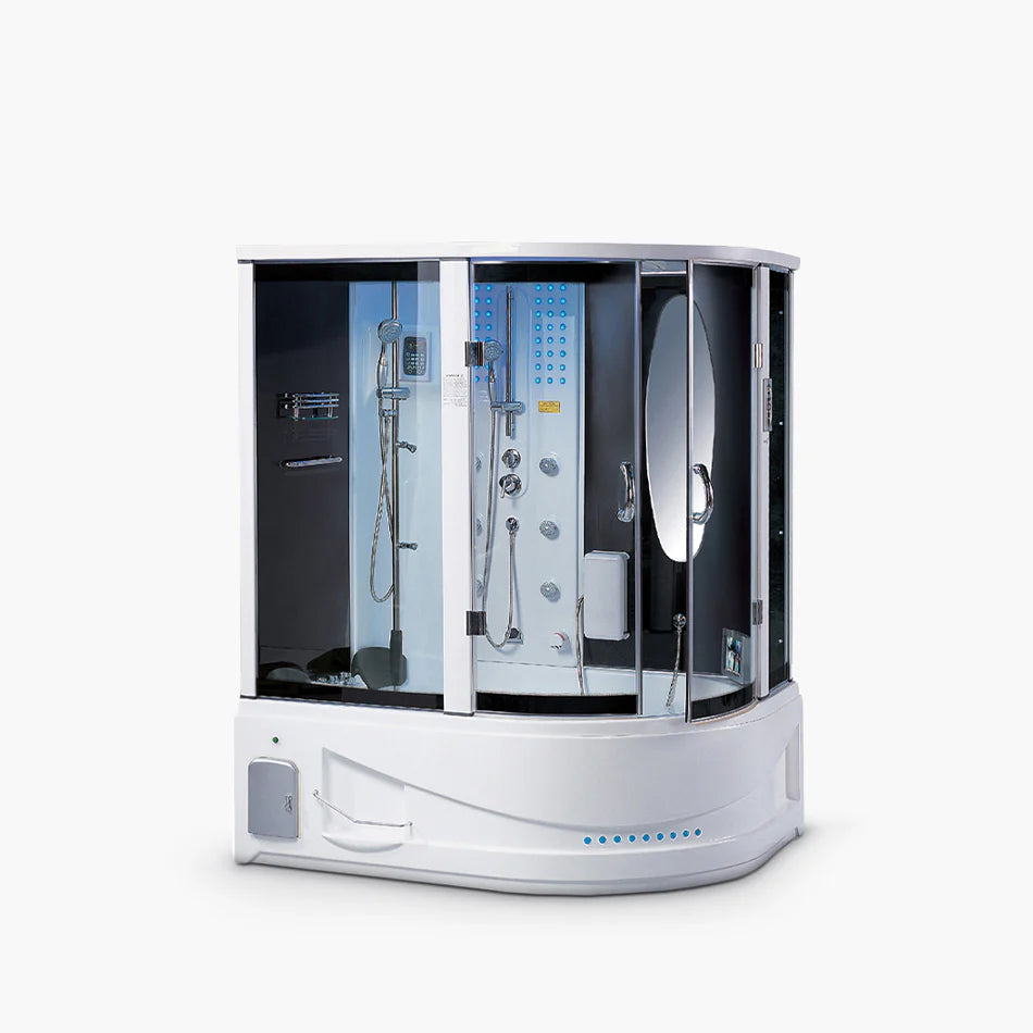 Maya Bath Siena-L Steam Shower: Left-Side Corner Steam & Whirlpool Combo
