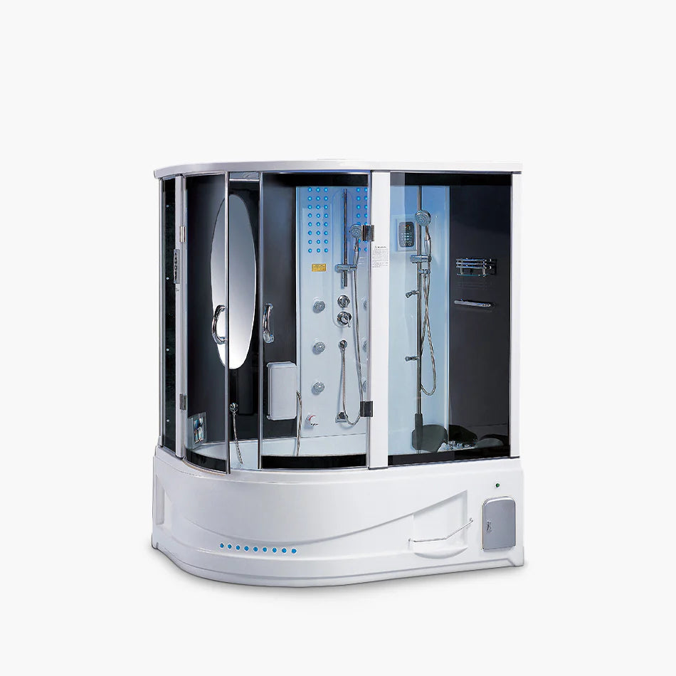 Maya Bath Siena-R Steam Shower: Right-Side Corner Steam & Whirlpool Combo