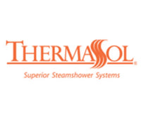 Thermassol logo for superior steamshower systems on a white background