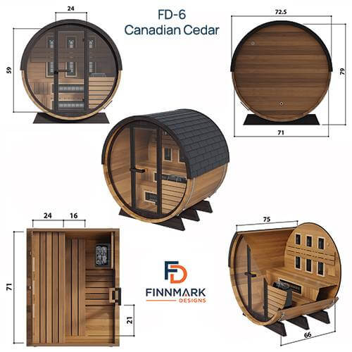 Finnmark FD - 7 Outdoor Hybrid Barrel Sauna | Infrared + Traditional Steam - Healari