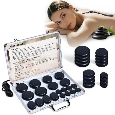 LuxeStone Professional Massage Tools - 20 PIECE HOT STONE MASSAGE SET - Healari