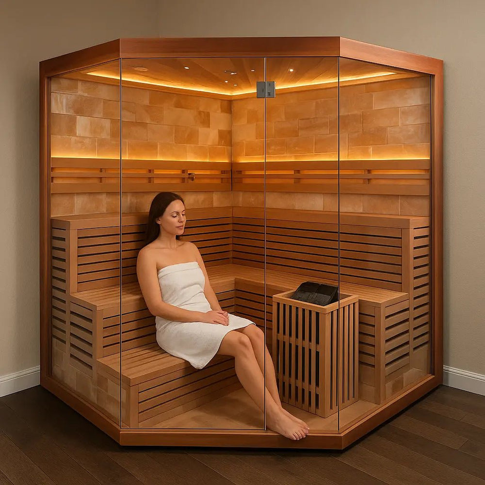 LuxeSuite Indoor Corner Steam Sauna Room - Healari