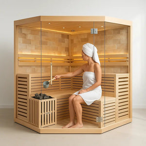 LuxeSuite Traditional Steam Sauna With Stone Decoration - Healari