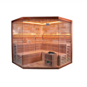 LuxeSuite Traditional Steam Sauna With Stone Decoration - Healari