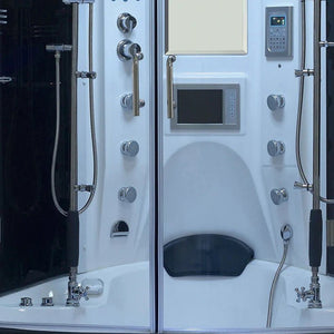 Maya Bath Siena - L Steam Shower: Left - Side Corner Steam & Whirlpool Combo - Healari