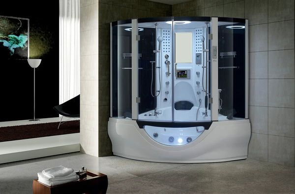 Maya Bath Valencia Steam Shower with Whirlpool Tub &Amp; Built - In TV - Healari