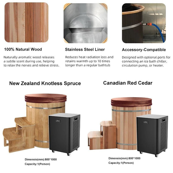 PolarEdge Cedar Cold Plunge Tub with Chiller & Pump - Healari