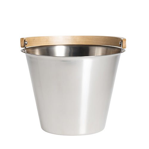 Rento × Harri Koskinen Sauna Bucket – Stainless Steel with Birch Handle - Healari