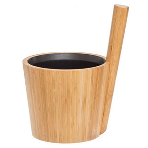 Rento Straight Handle Sauna Bucket – 5L Thermo Bamboo with Black Liner - Healari