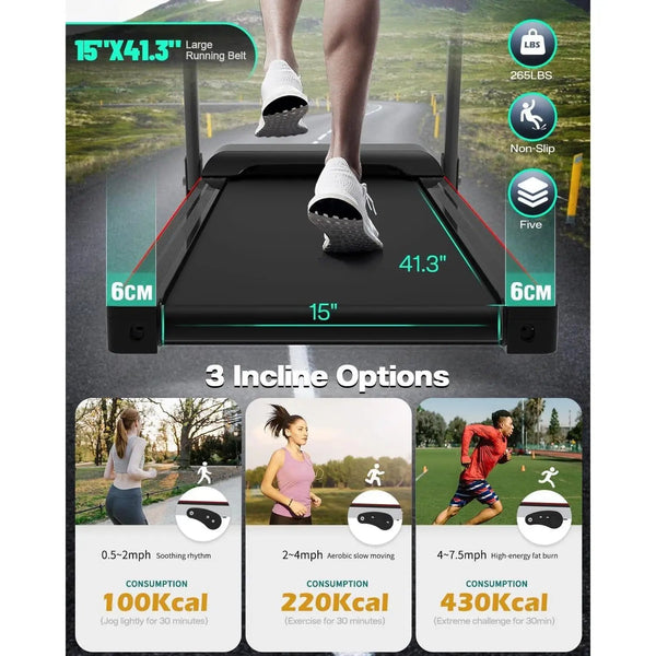 SmartFold Treadmill for Home with 3 - Level Manual Incline And Foldable Design - Healari