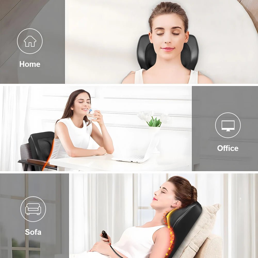 ThermalHarmony Kneading Neck & Back Massage Pillow - Healari